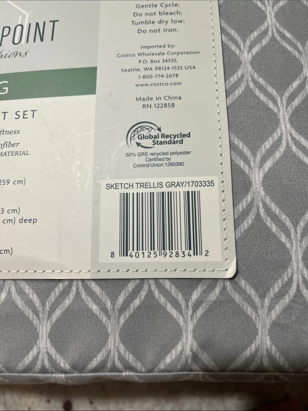 South Point King Sheet Set in Gray with Geometric Pattern